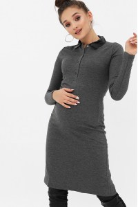платье для беременных и кормящих с темно-серый yammy mammy
